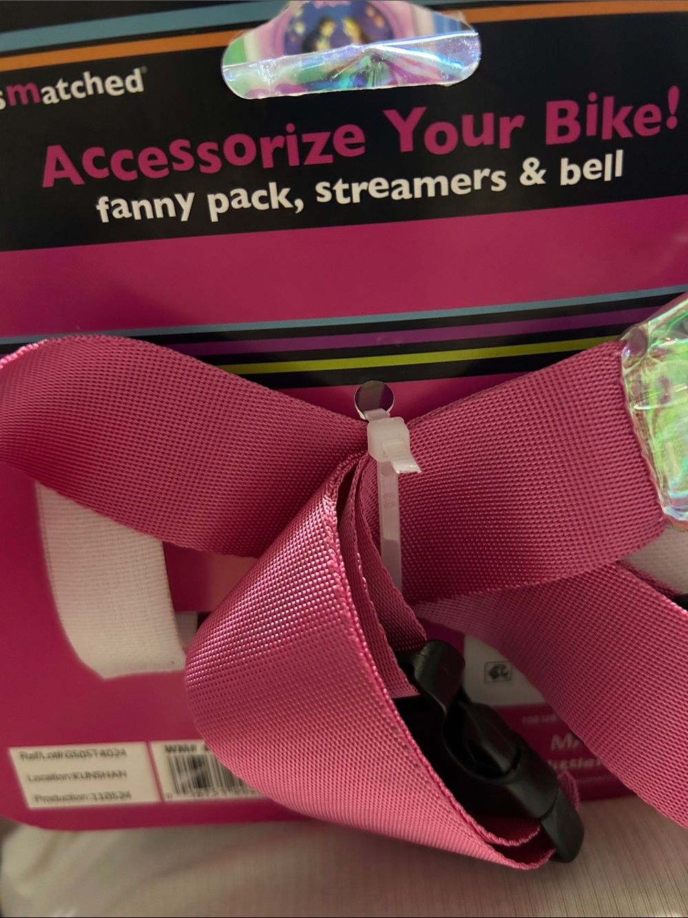 Kids Pink Fanny Pack & Streamers & Bell Set for Bicycle - NEW